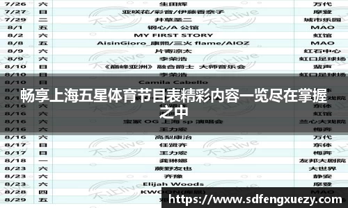 畅享上海五星体育节目表精彩内容一览尽在掌握之中