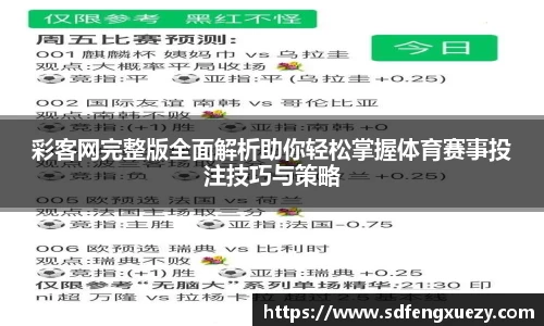 彩客网完整版全面解析助你轻松掌握体育赛事投注技巧与策略